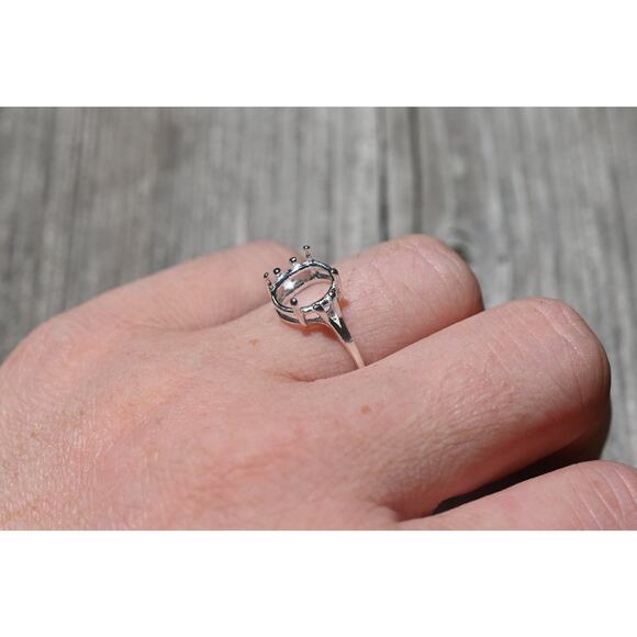 8x10mm, oval 1pcs ring setting three stone ring band without stone blank ring - Picture 2 of 6